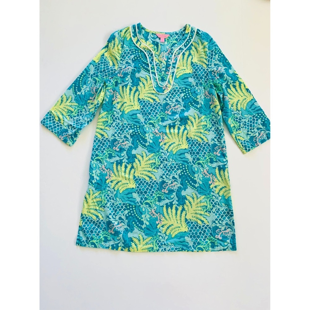Lilly Pulitzer Sleep Lounge Nightgown Cotton Sm 0 2 XS Gecko Coral Sealife Tunic